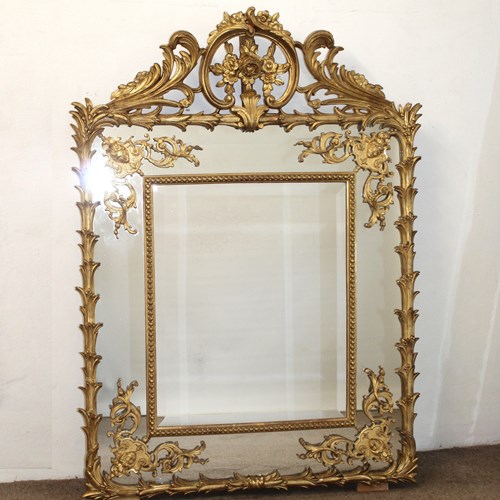 Decorative Antique French Palm Leaf Framed Mirror