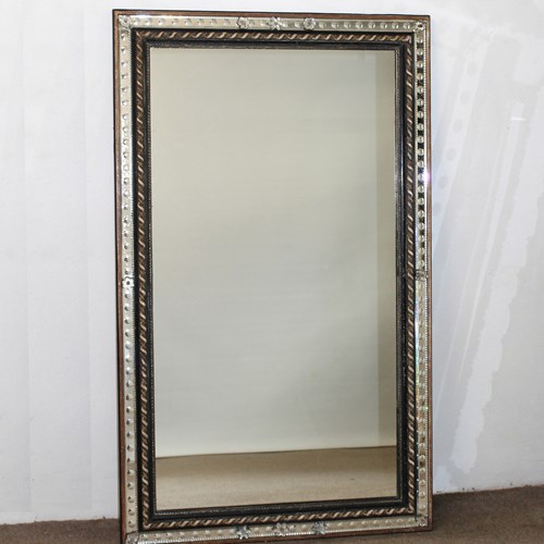 Unusual Antique French Mirror With Glass Insert