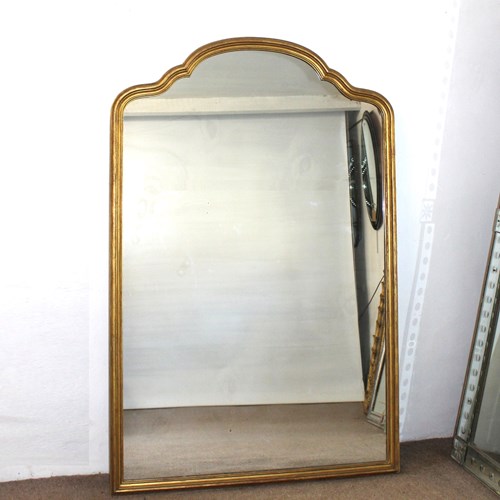 Large 1940S Gilt French Serpentine Top Mirror