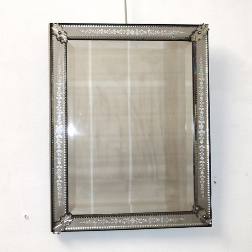 Antique Venetian Mirror With Delicate Etching