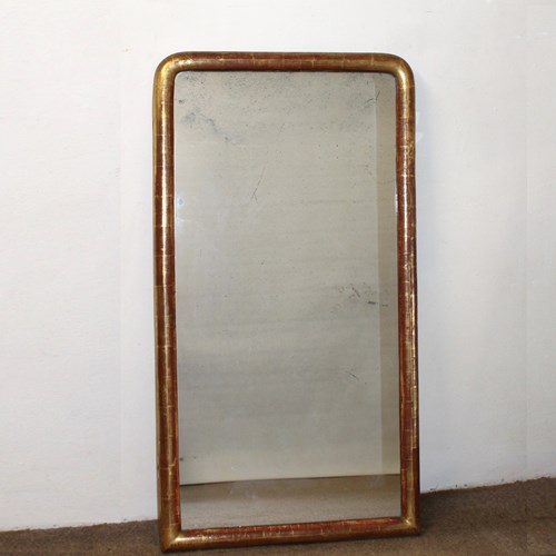 Narrow Antique Watergilt French Archtop Mirror