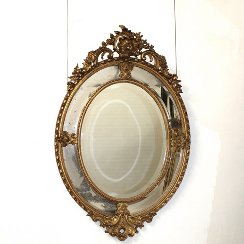Decorative Antique French Margin Oval Mirror