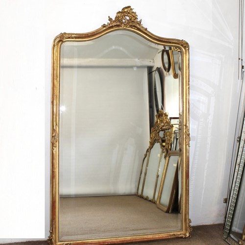 Very Large Antique Serpentine Top French Mirror