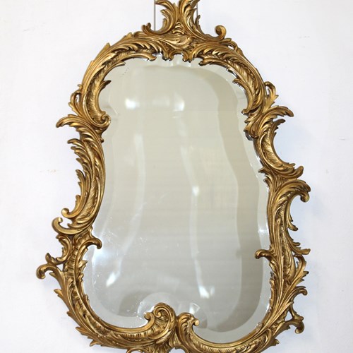 Antique French Rococo Mirror With Bevelled Glass
