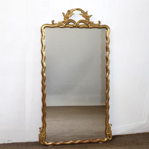 Antique French Mirror With Wavy Gilt Frame