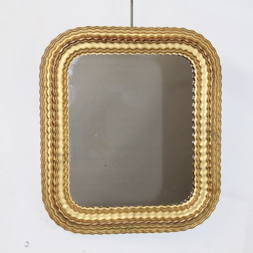 Small Antique Rippled Gilt Framed French Mirror