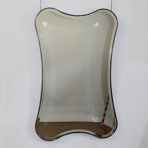 Curvy Brass-Framed Italian Mirror With Bevel