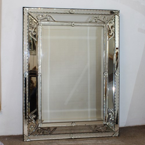Antique Cushioned Mercury Glass Venetian Mirror