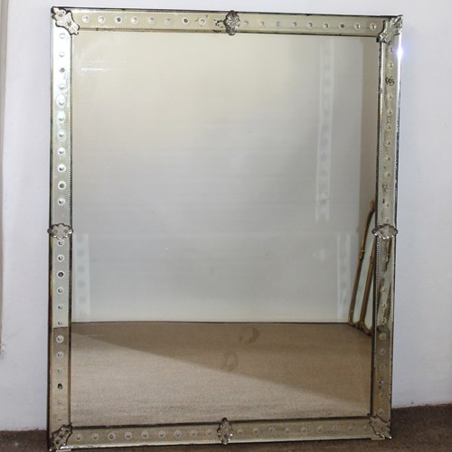 Antique Venetian Mirror With Etched Sunflowers