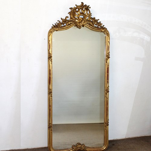 Tall Narrow Antique French Gilt Mirror