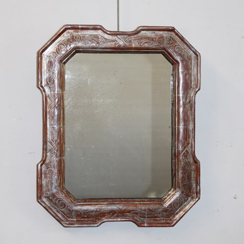Small Antique Italian Mirror With Outset Corners