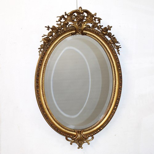 Decorative Antique French Oval Mirror