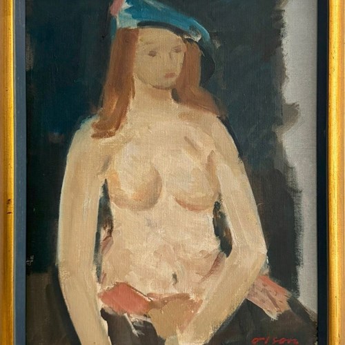 'Nude In A Blue Bonnet, 1975' By Ove Olson
