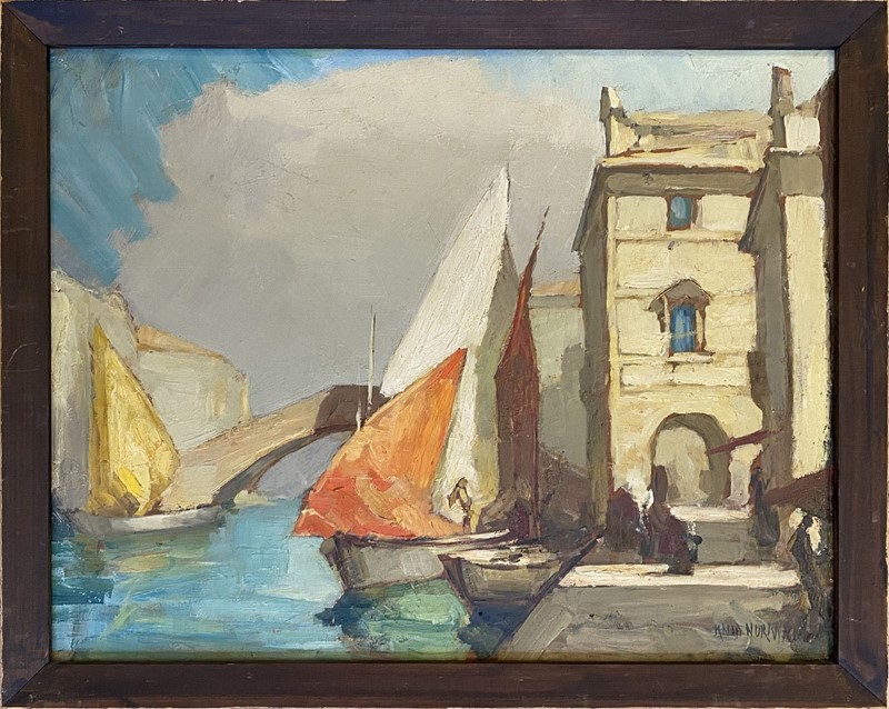 20th Century Swedish School 'Boats on the Canal'-panter-hall-decorative-0-6-front--main-637922024321230722.jpeg