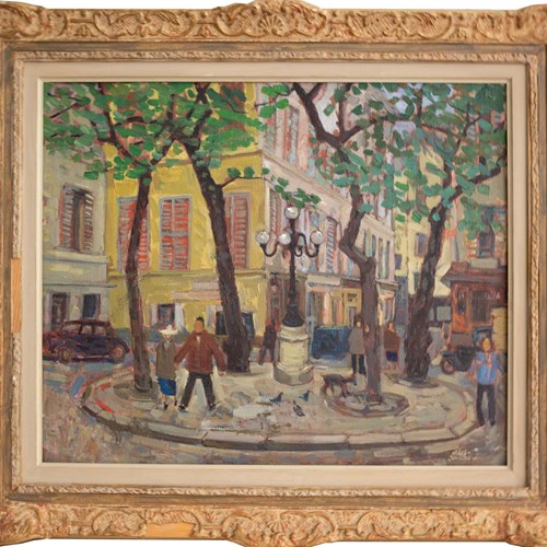 20Th Century Swedish School 'Figures In A French Square'