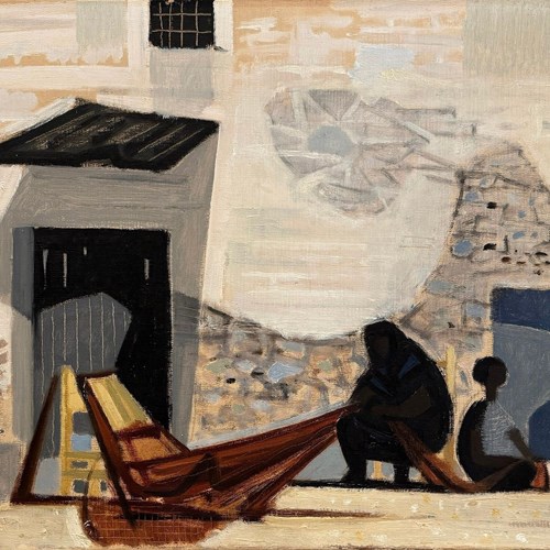 Jurgen Von Konow (1915-1959) 'Mending Nets In The Sun, 1953'