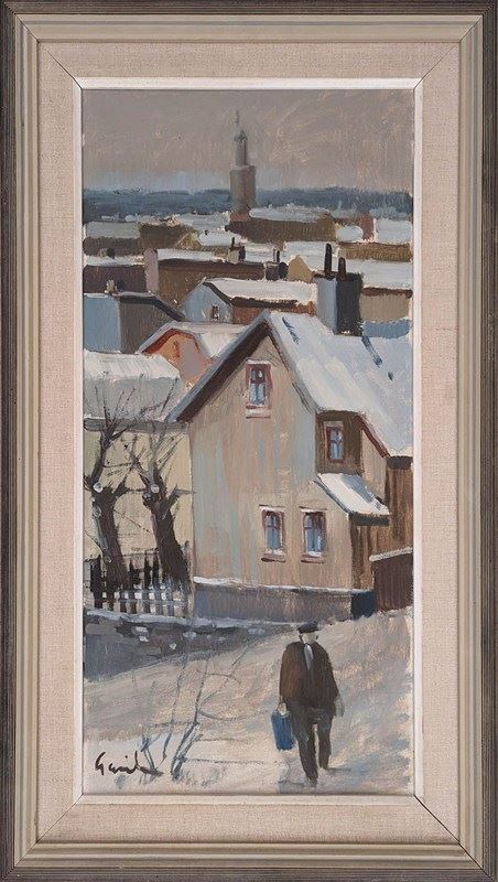 20Th Century Swedish School 'Village In Winter'-panter-hall-decorative-0-winter-stroll-framed-main-638197478835933948.jpeg