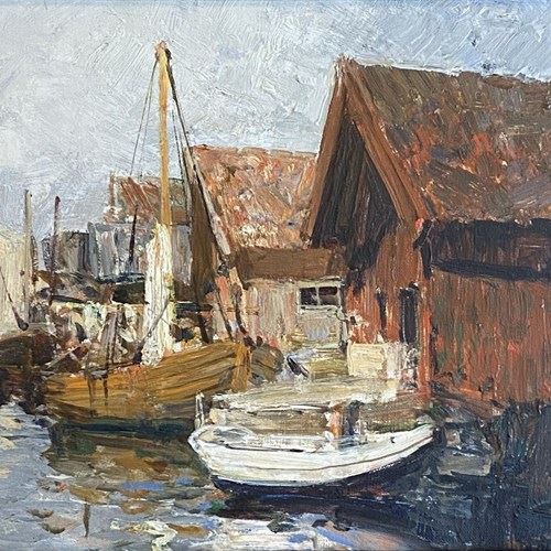 Hugo Öfverström (1900-1972) 'Boats And Huts'