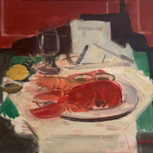 'Lobster, Langoustine & Wine Glass, 1973' By Ove Olson