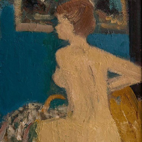 'Nude Study In Blue And Yellow, 1974' By Ove Olson