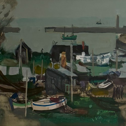 'A Brittany Boatyard, 1960' By Ove Olson