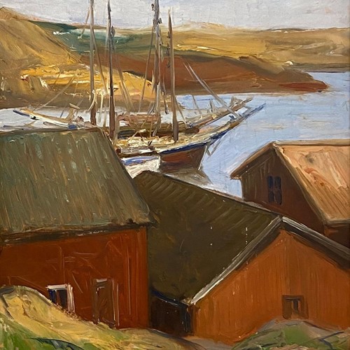 20Th Century Swedish School 'Schooners In The Bay'