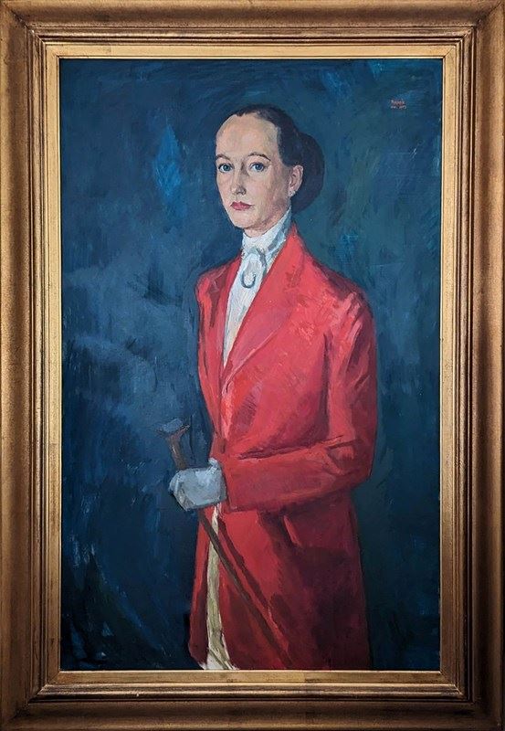 20Th Century Swedish School ‘Portrait Of A Lady With Red Riding Jacket’-panter-hall-decorative-1-lady-in-red-riding-jacket-framed-main-638247803554175974.jpeg