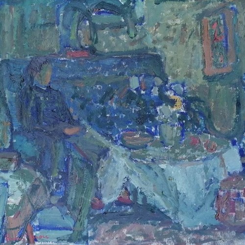 20Th Century Swedish School 'Reading Figure In An Interior'