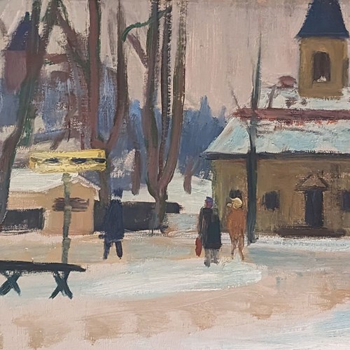 20Th Century Swedish School 'Snow In The Square'