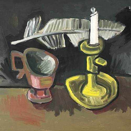 20Th Century Swedish School ‘Still Life With Feather And Candle’