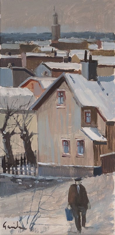 20Th Century Swedish School 'Village In Winter'-panter-hall-decorative-1-winter-stroll-unframed-main-638197478675778762.jpeg