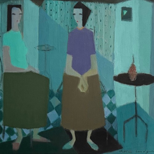 Fabian Lundqvist (1913–1989) 'Two Seated Figures In A Modernist Interior'