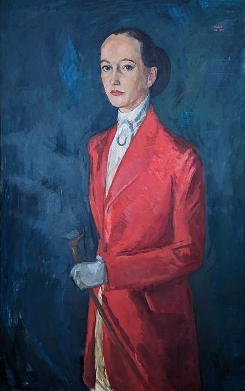 20Th Century Swedish School ‘Portrait Of A Lady With Red Riding Jacket’-panter-hall-decorative-2-lady-in-red-riding-jacket-unframed-main-638247803454282886.jpeg