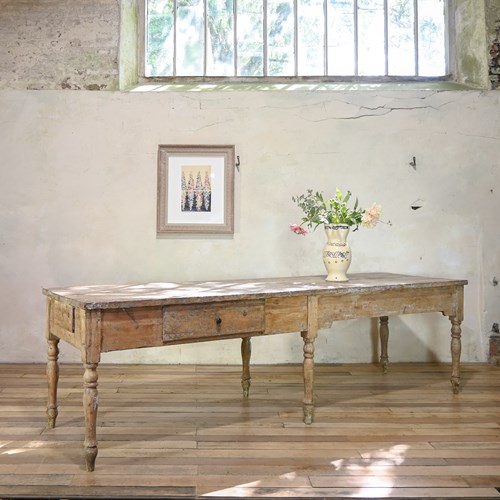 A Large 18Th Century French Painted Farmhouse Table