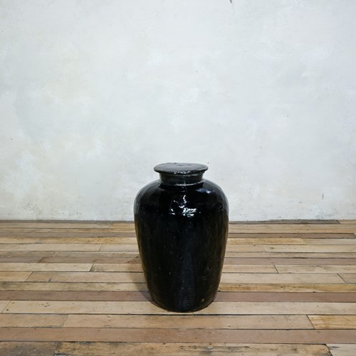 A Large 19th Century Chinese Black Rice Wine Jar