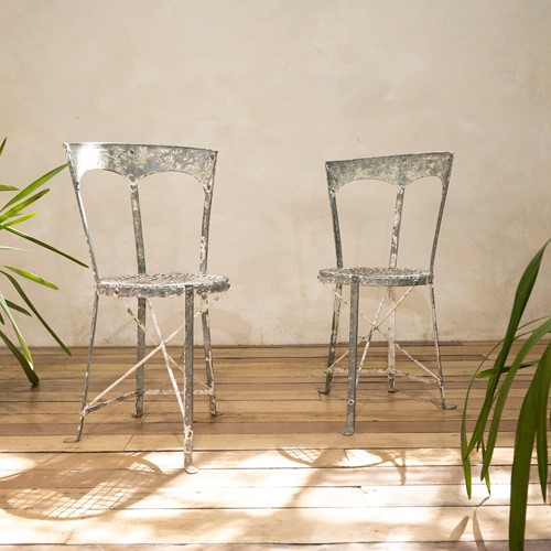 A Charming Pair Of Small French Garden Chairs