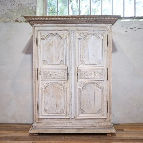 An Early 18Th Century French Bleached Oak Armoire 