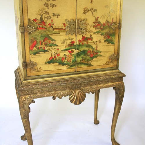Chinoiserie Decorated Cocktail Cabinet On Stand