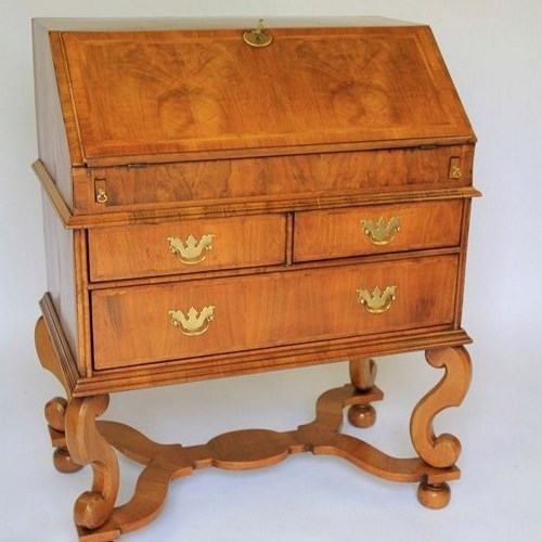Walnut William & Mary Revival Bureau With Well 
