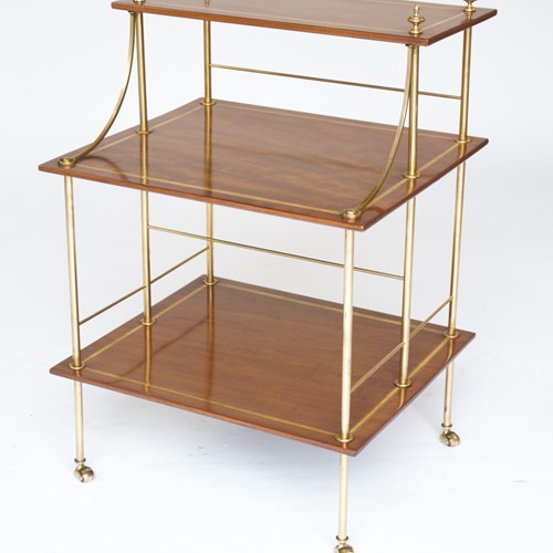 Edwardian Brass & Mahogany Inlaid 3 Tier Etagere