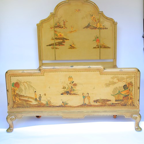 Fine Chinoiserie Decorated Double Bed Circa 1900