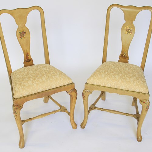 Fine Pair Chinoiserie Decorated Side Chairs Circa 1900
