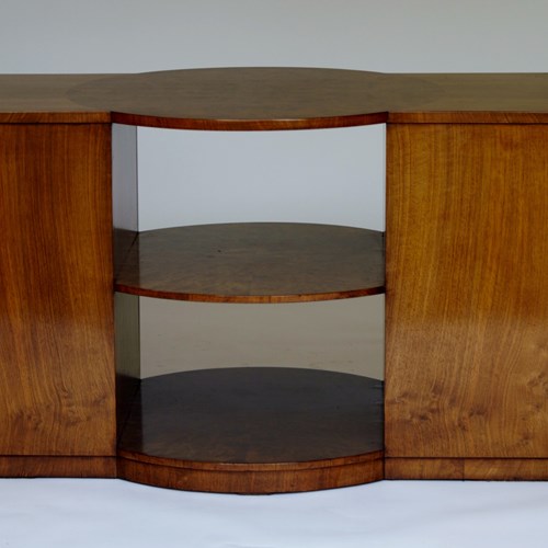 Art Deco Walnut Coffee Table / Nests 3 Tables Each Side