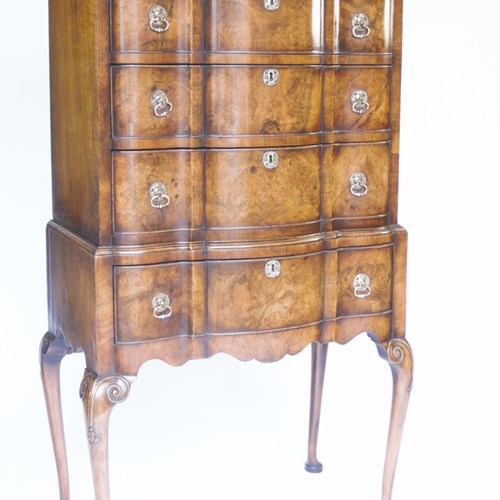Queen Anne Revival Walnut Chest On Stand Circa 1920S