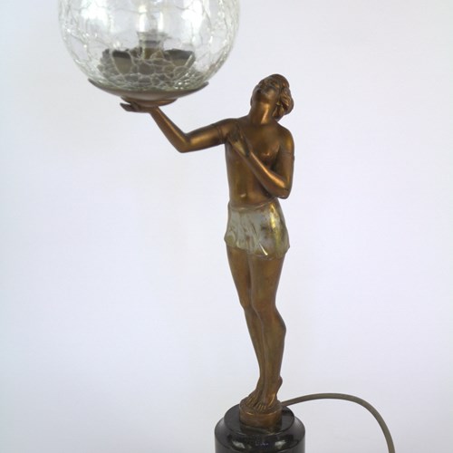 Art Deco Spelter Lady Lamp Circa 1930S