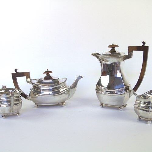 Fine Art Deco Silver 4Pc Tea & Coffee Set Chester 1931