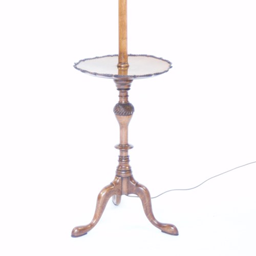 Walnut & Carved Standard Lamp Circa 1930S