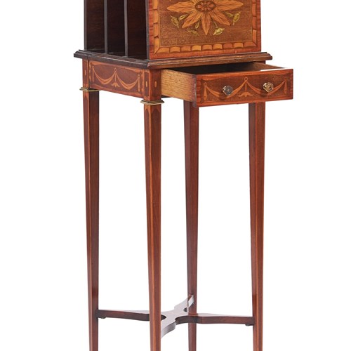 Fine  Sheraton Revival Inlaid  Canterbury On Stand
