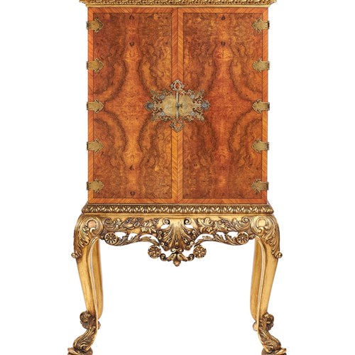 Fine Walnut & Gilt 2 Door Cabinet On Stand Circa 1920S