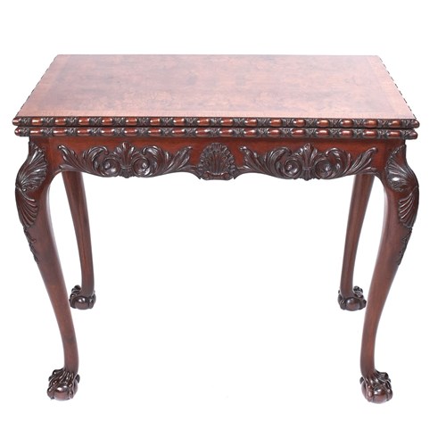 Fine Georgian Revival Walnut & Carved Irish Card Table